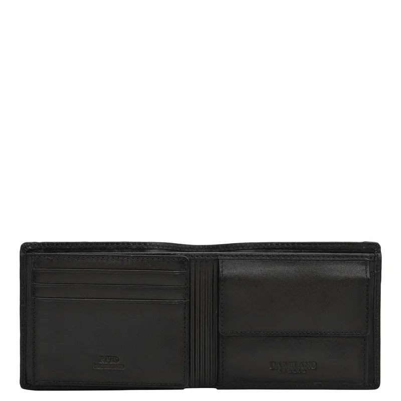 دا ميلانو Black Bifold Leather Mens Wallet