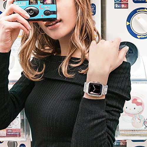 amBand Compatible with Apple Watch Series 9/8/7/(SE 3/SE 2/SE)/3/6/5/4/3 Bands Clear for Women 41mm/40mm/38mm with Case, Nice Cute Crystal Strap with Jelly Bumper Protective Cover for iWatch 41/40 mm - Image 5