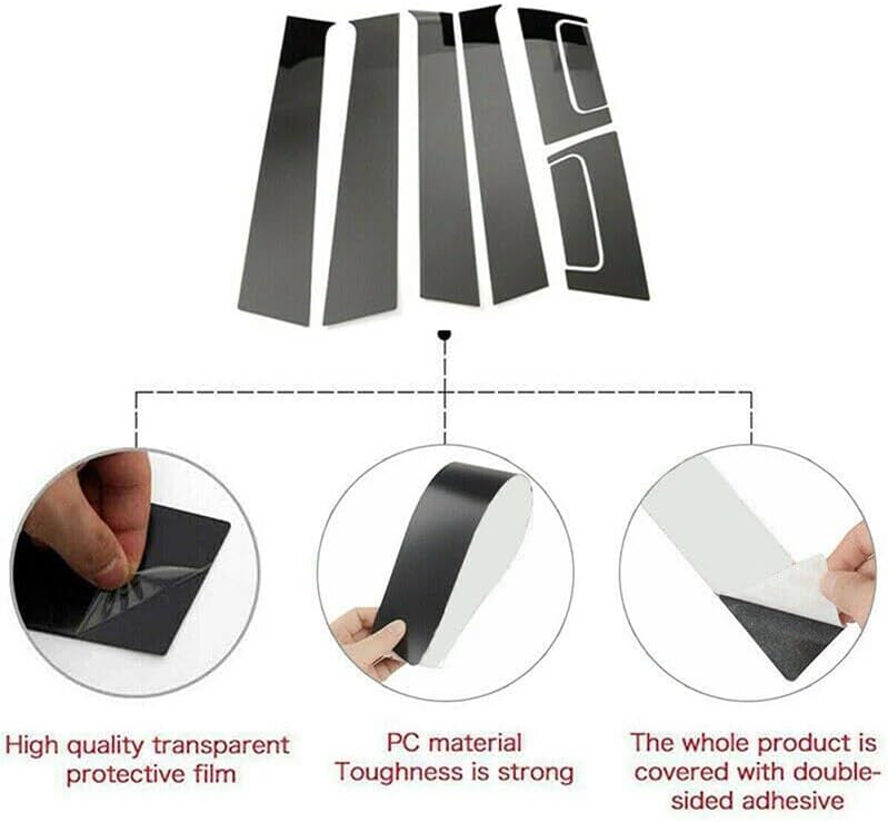 Vuzmode Glossy Black Car Door Window Pillar Trim Kit - Image 2