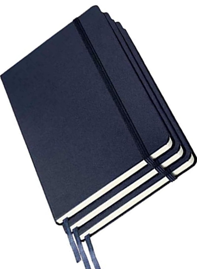Generic Classic Lined Hard Cover Notebook A5 Journal Notebook Diary Writing Pads Notebooks with Pen Holder Pack of 3 Black  - Image 2