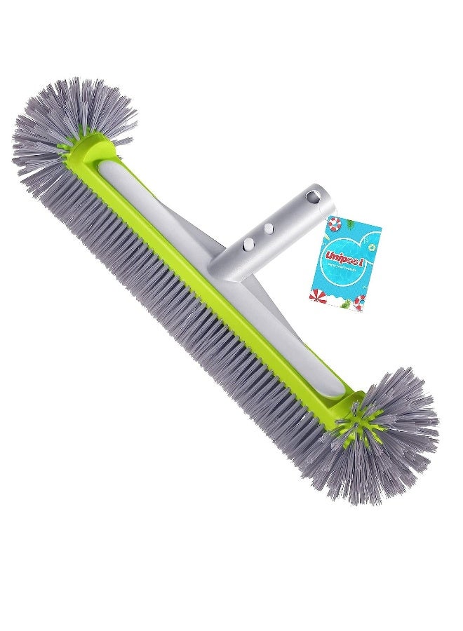 Generic Professional Swimming Pool Wall u0026 Tile Brush, with Hemispherical Ends,17.5 Heavy Duty Aluminum Back Head for Cleans Walls, Tiles u0026 Floors, 7 Rows Premium Nylon Bristles with EZ Clips (Green - Image 1
