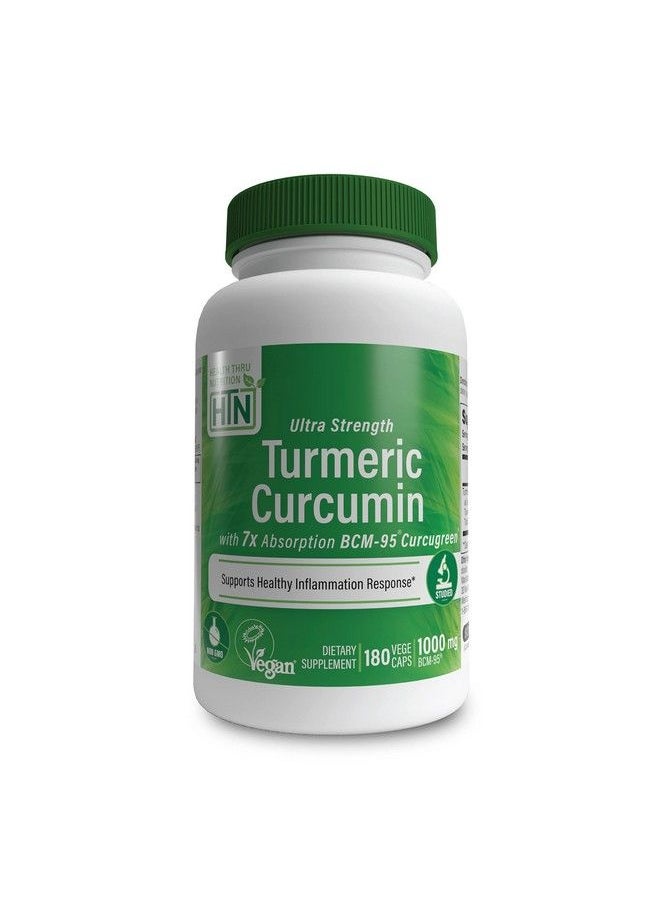 Health Thru Nutrition - Turmeric Curcumin Complex 1000Mg ; As Bcm95 Curcugreen Clinically Studied ; Vegan Certified ; (Nongmo And Hypoallergenic (Pack Of 180) - Image 1