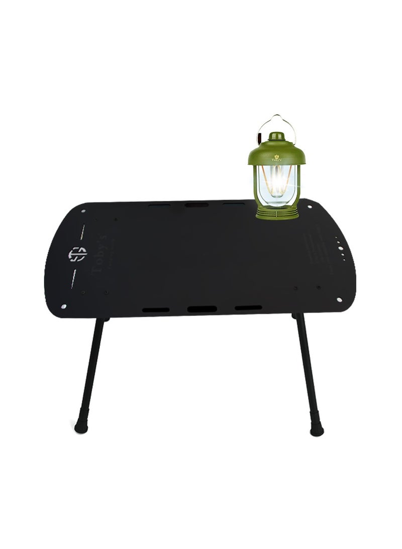 توبيز طقم طاولة تخييم قابلة للطي باللون الأسود مع مصباح LED كلاسيكي محمول – خفيفة، متينة وأنيقة للرحلات الخارجية، التنزه، الشواء والنزهات - Image 1