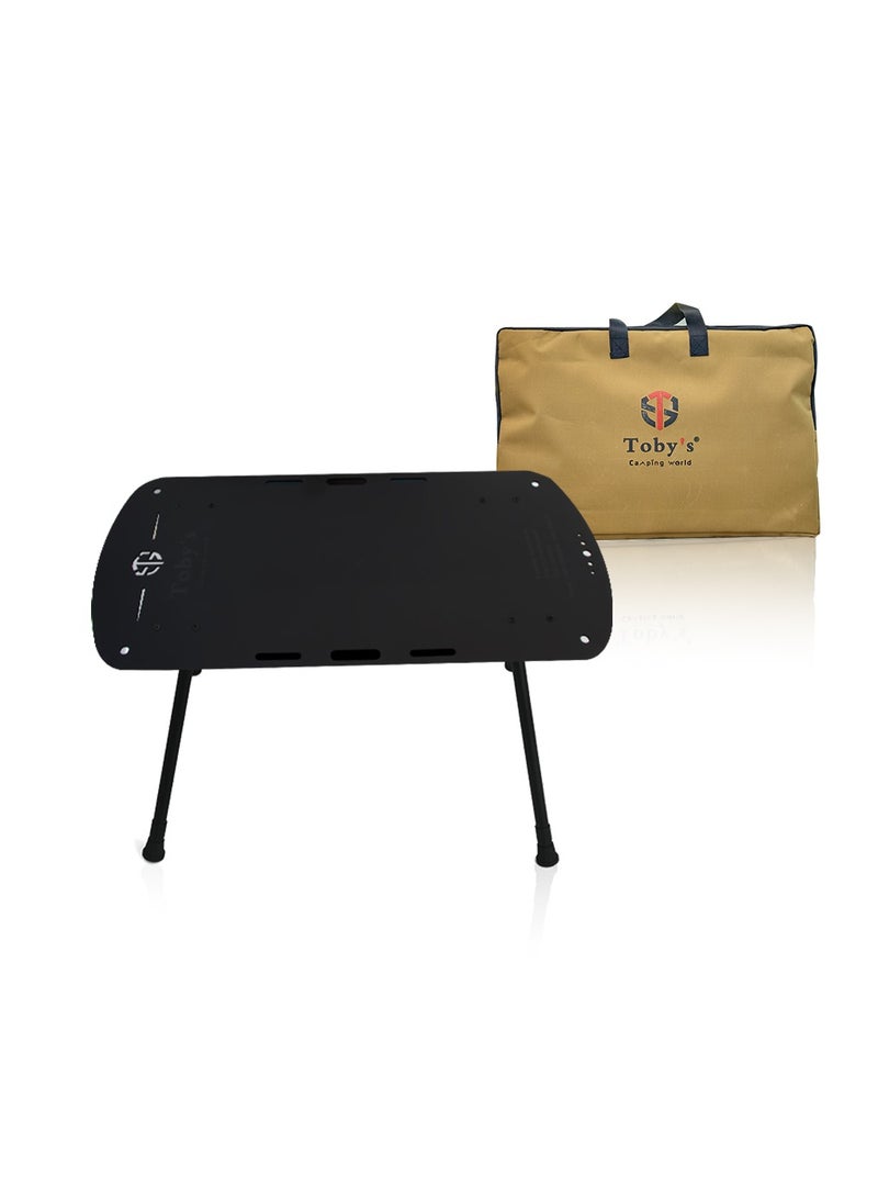 توبيز طقم طاولة تخييم قابلة للطي باللون الأسود مع مصباح LED كلاسيكي محمول – خفيفة، متينة وأنيقة للرحلات الخارجية، التنزه، الشواء والنزهات - Image 5