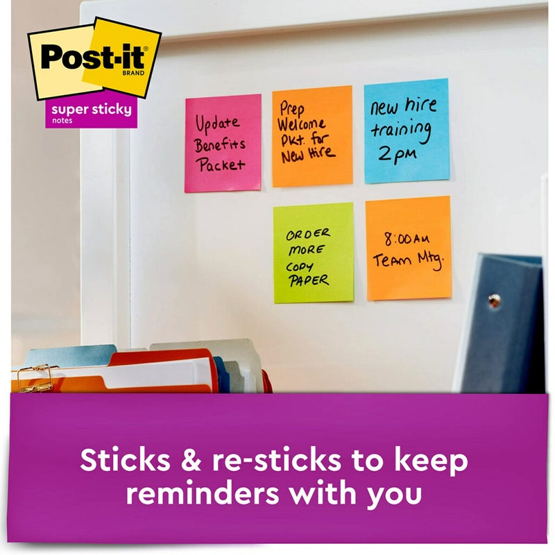 Post It موزع ملاحظات بوست-إت سوبر لاصق، 10 دفاتر ملاحظات لاصقة، 3 × 3 بوصة، قوة لاصقة مضاعفة، مستلزمات العودة إلى المدرسة للطلاب، دفاتر ملاحظات للكتب المدرسية، مجموعة تعزيز الطاقة - Image 4
