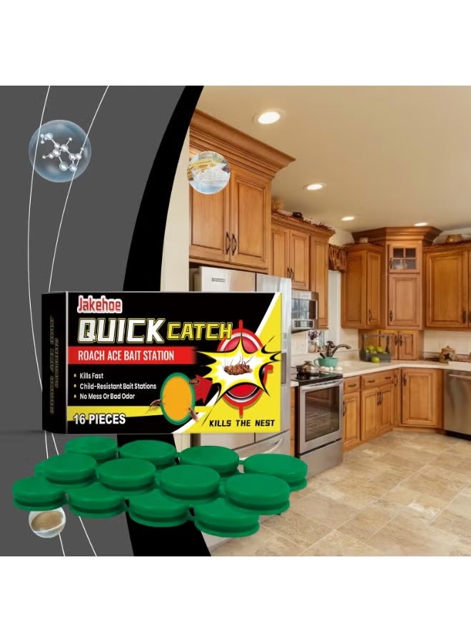 Jakehoe Cockroach Bait Stations, 16 Pack Child-Resistant Roach Killer Traps, Fast-Acting Indoor Roach Bait Stations for Home, Kitchen & Bathroom - Image 5