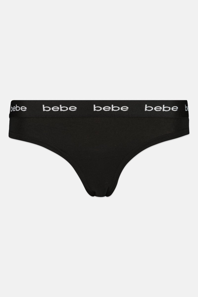 bebe Women 3 Packs Brand Logo Thong Set, Multicolor - Image 3