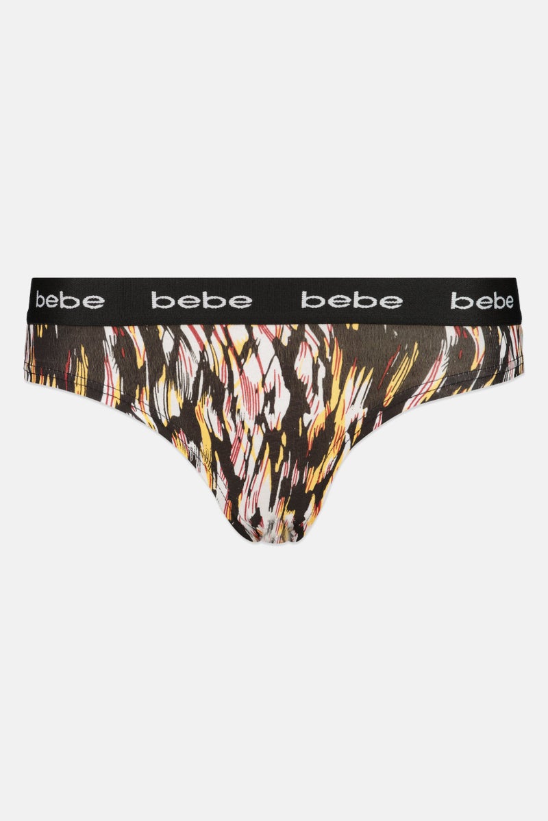 bebe Women 3 Packs Brand Logo Thong Set, Multicolor - Image 4