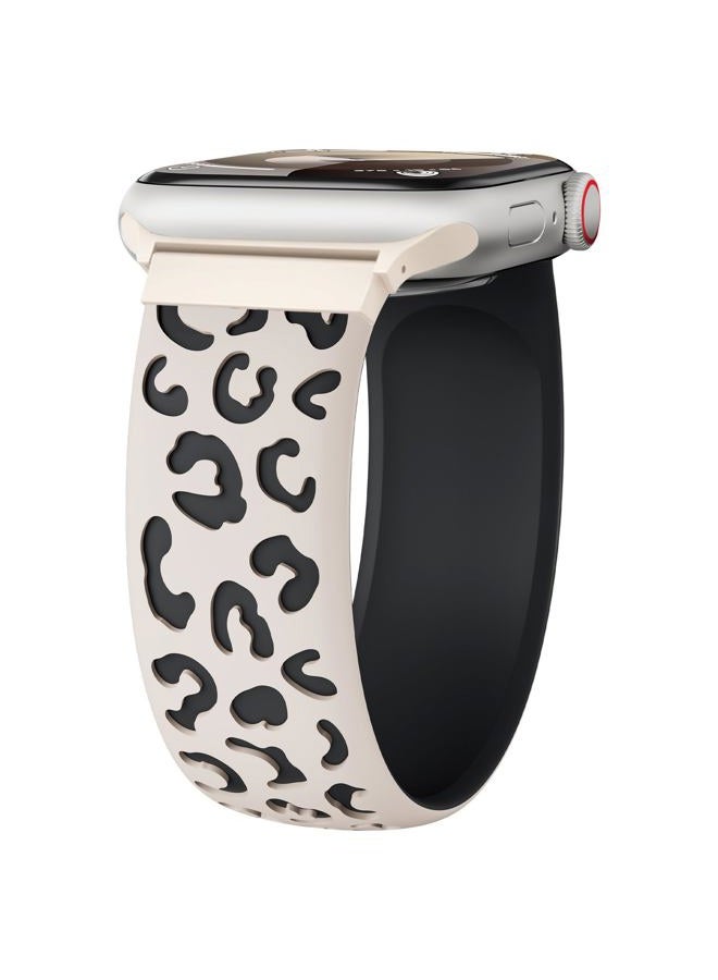 Wowstrap Silicone Solo Loop for Apple Watch Band 41mm 40mm 38mm 45mm 44mm 46mm 42mm Women/Men,Stretchy Engraved Sport Band Leopard Print Elastic Strap for iWatch Series 11 10 9 8 7 6 5 4 3 SE 3/2nd Ultra 49mm - Image 1