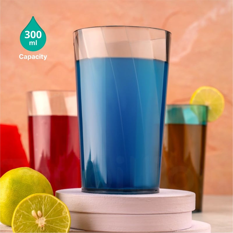 TRUBILLION ClearTwist Set of 6 Glasses 300 ml Unbreakable BPA Free Multipurpose for Water Juice Cocktails Lightweight and Transparent Design Ideal for Home Office Cafes Restaurants GREY - Image 3