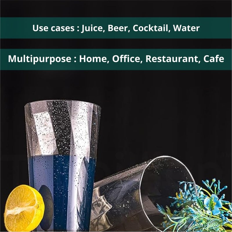 TRUBILLION ClearTwist Set of 6 Glasses 300 ml Unbreakable BPA Free Multipurpose for Water Juice Cocktails Lightweight and Transparent Design Ideal for Home Office Cafes Restaurants GREY - Image 4