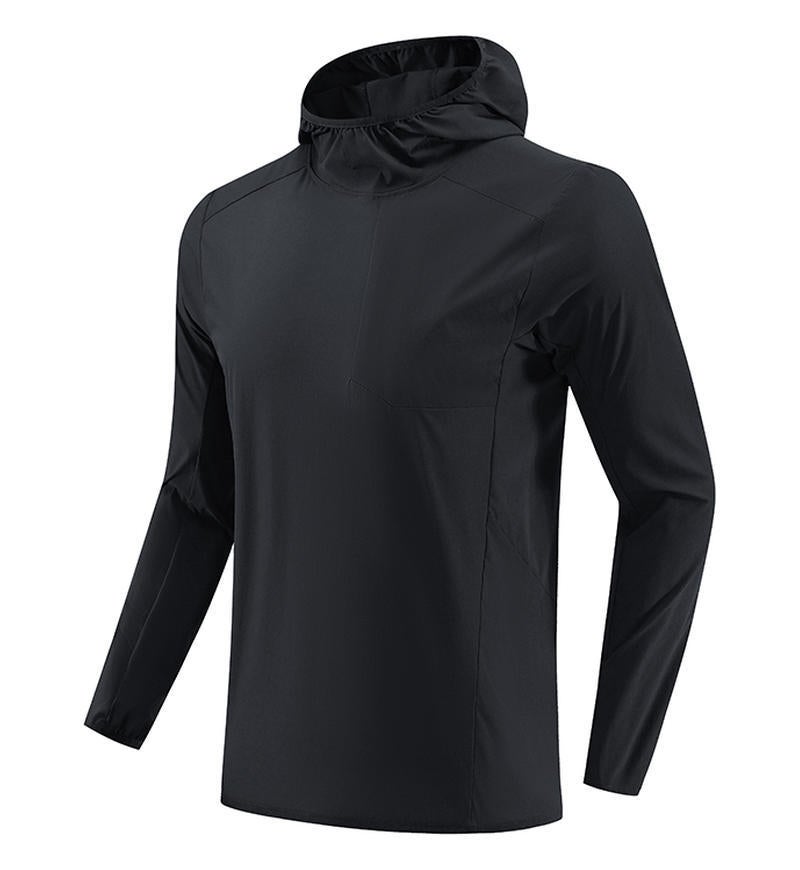 Generic Autumn Birds Sport Quick-Dry Hooded Windbreaker T-Shirt Black
