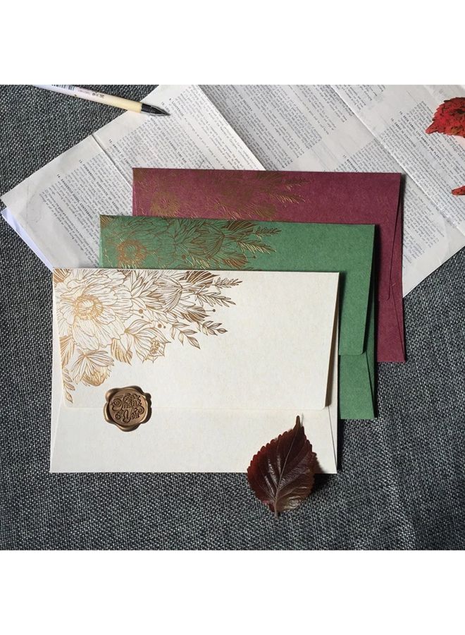 5pcs European Style Envelopes Self Sealing Golden Floral Design for Wedding Invitations - Image 4