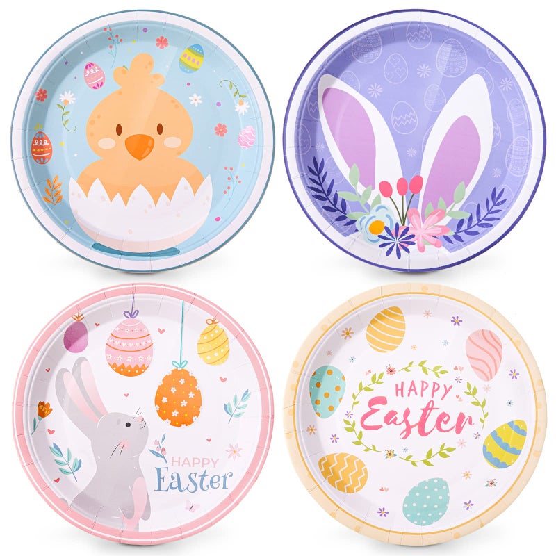 HOMIX Easter Paper Plates Bulk 48 pcs 9 in Dinner Disposable Plates Heavyduty for Easter Party Supplies