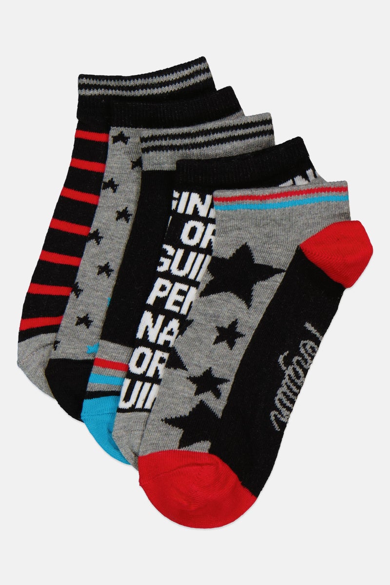 Original Penguin جوارب كاحل مطبوعة للأولاد 5 أزواج، متعددة الألوان - Image 1