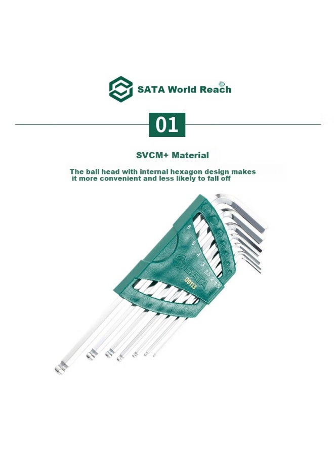 Sata 7-piece Extended Ball-end Hex Key Set, 09113 - Image 2