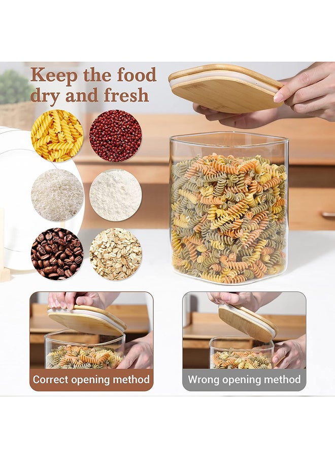 Mash - 800ml Square Glass Jar with Bamboo Lid, Kitchen Food Storage Containers Airtight Lids Cereals Canisters Jars for Pasta Spaghetti Tea Coffee Beans Candy Cookies Snacks Spice - Image 1
