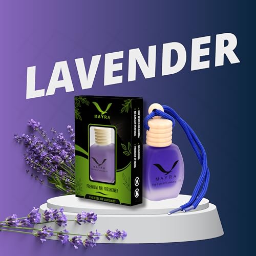 Radiant Mayra Premium Car Air Freshener, 10 ML, Lavender Fragrance, Natural Essential Oils, Glass Bottle with Wooden Diffuser Lid, Long Lasting up to 45 Days (Lavender) - Image 2