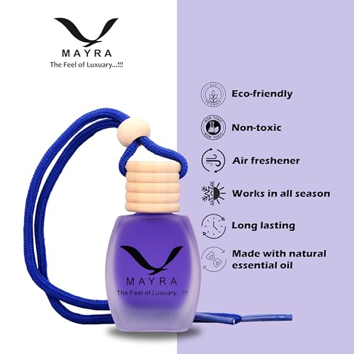 Radiant Mayra Premium Car Air Freshener, 10 ML, Lavender Fragrance, Natural Essential Oils, Glass Bottle with Wooden Diffuser Lid, Long Lasting up to 45 Days (Lavender) - Image 4