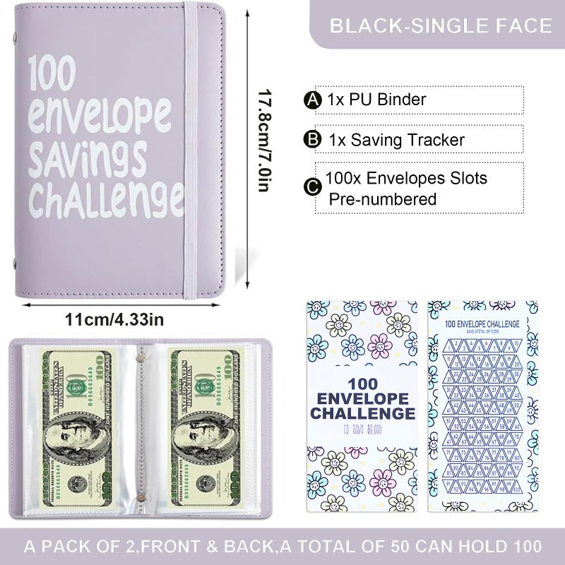 APMFHO 100 Days Money Saving Challenge Coin Envelope Budgetstorage Book, Money Saving Binder, Easy and Fun Way to Save $10,000 or $5,050, Money Saving Challenge with Family, Friends, Bestie - Image 2