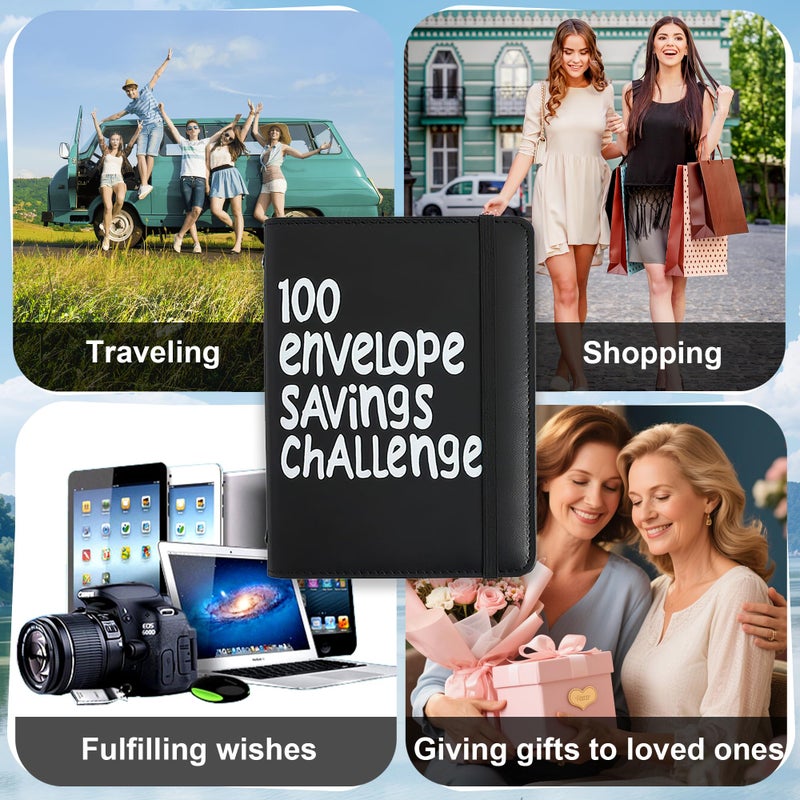 APMFHO 100 Days Money Saving Challenge Coin Envelope Budgetstorage Book, Money Saving Binder, Easy and Fun Way to Save $10,000 or $5,050, Money Saving Challenge with Family, Friends, Bestie - Image 4
