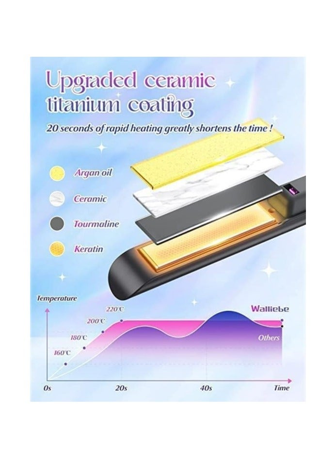 general Mini Hair Straightener, 5000mAh Portable Ceramic Hair Straightener, Adjustable Speed Hot Floating Disc, Type-C Rechargeable, Short Hair, Curly Bangs, Travel Hair Straightener - Image 2