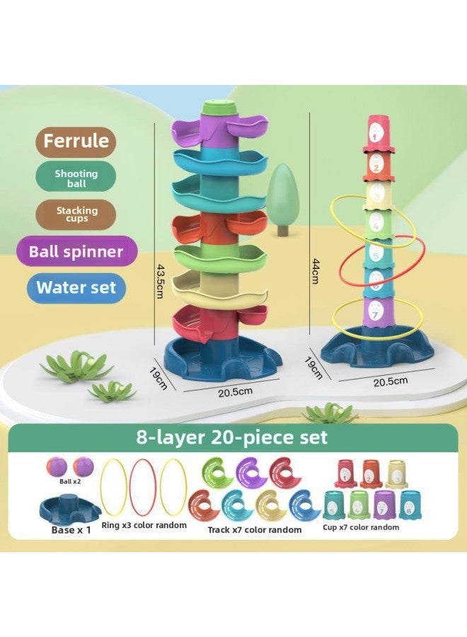 Special For Track Transfer Puzzle Early Education Rolling Ball Sliding Ball Tower Jengle Children's Toys Wholesale-Color:8 Layers 20 Pieces Silent Light Music  - Image 1