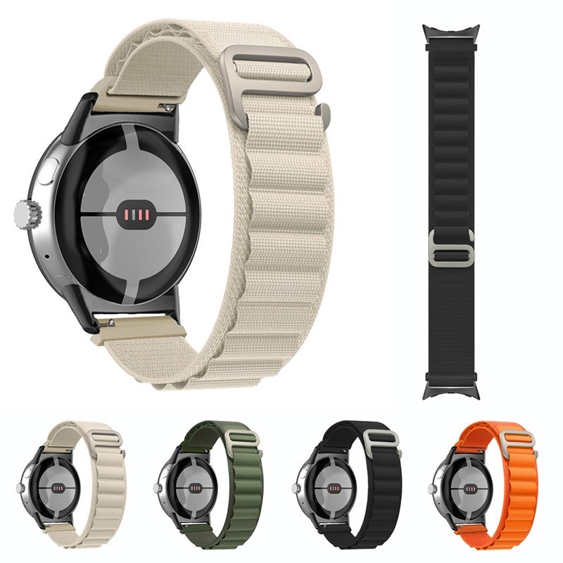 erorex For Google Pixel Watch Nylon Loop Black Connector Watch Band(Starlight Color) - Image 4