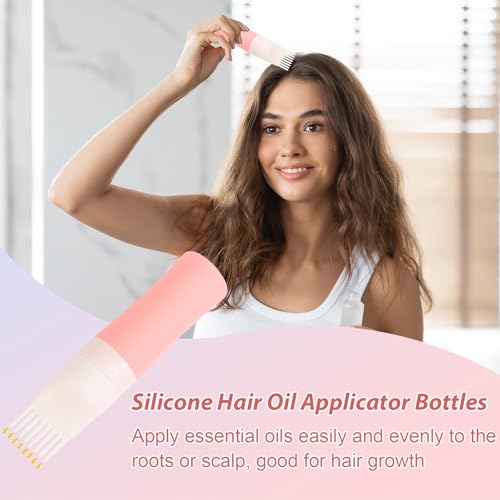 DUAIU Hair Oil Applicator with Continuous Spray Bottle Hair Scalp Massager Silicone Root Comb Applicator Bottle Shampoo Brush and Mister Spray Bottles for Hair Dye and Hair Care - Image 3