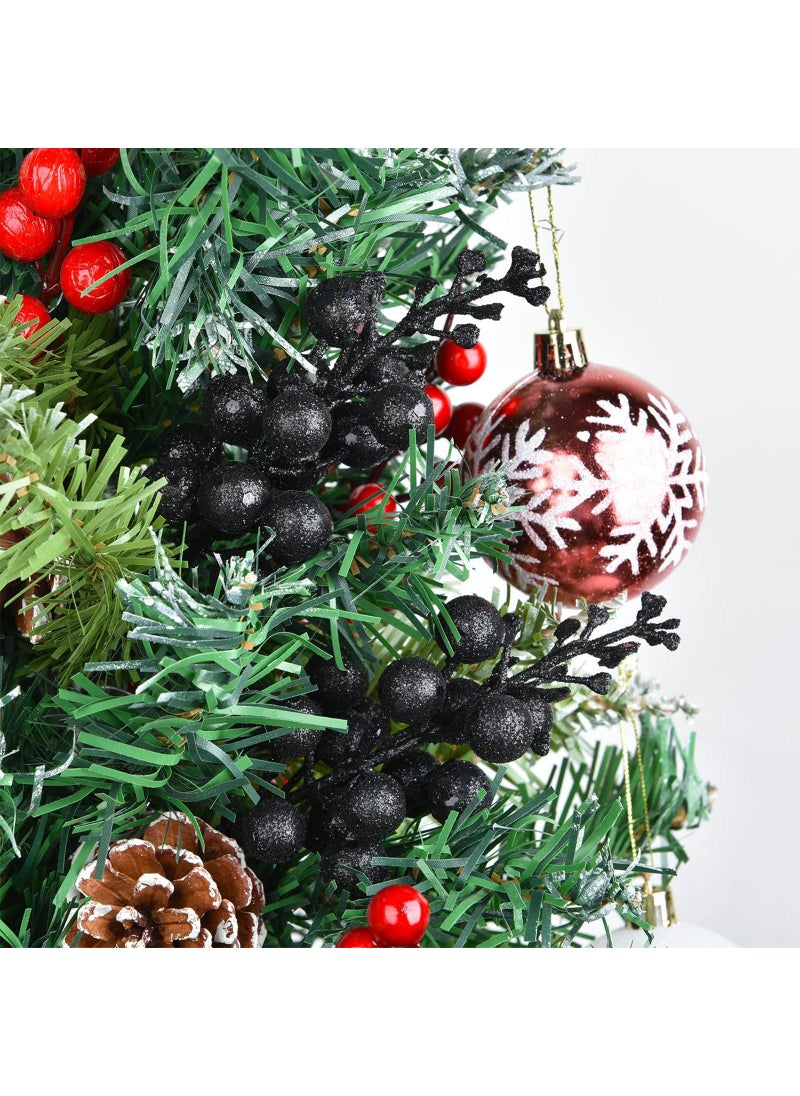 CCINEE CCINEE 24 Pcs Christmas Black Berry Stems 7.8Inch Xmas Artificial Glitter Berry Branches for Christmas Tree Ornaments DIY Xmas Wreath Crafts Home and Holiday Decor  - Image 3