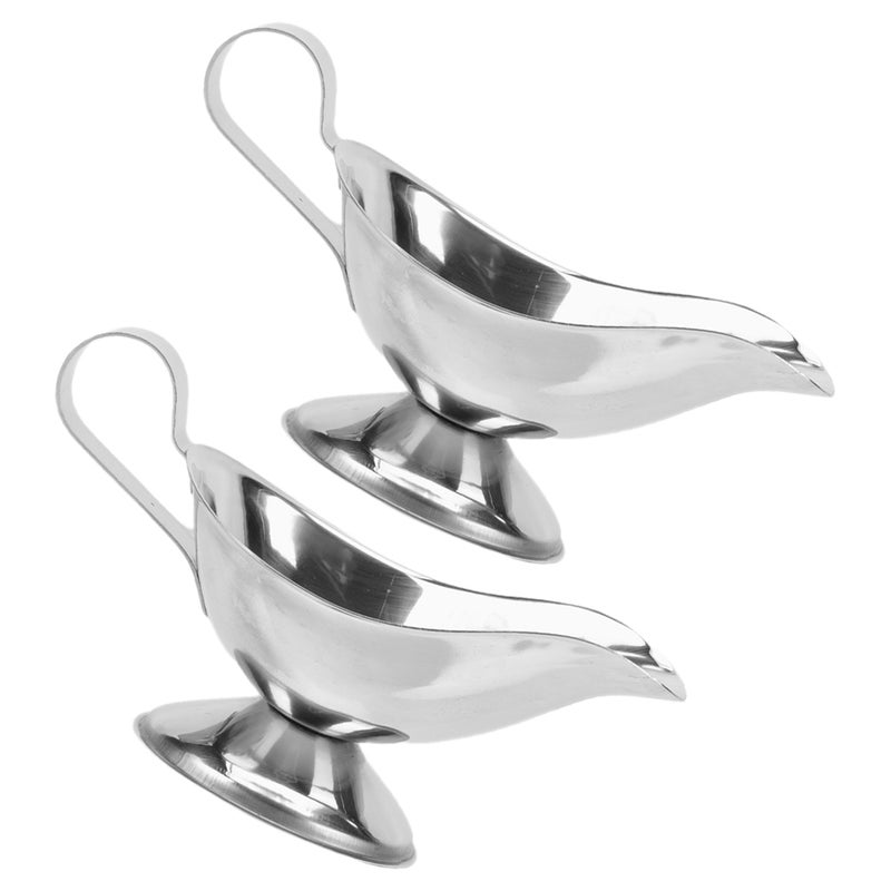 2Pcs Spout Jug Stainless Steel Sauce Jug Sauce Pitcher for Cafes Restaurant Dining Table - Image 1