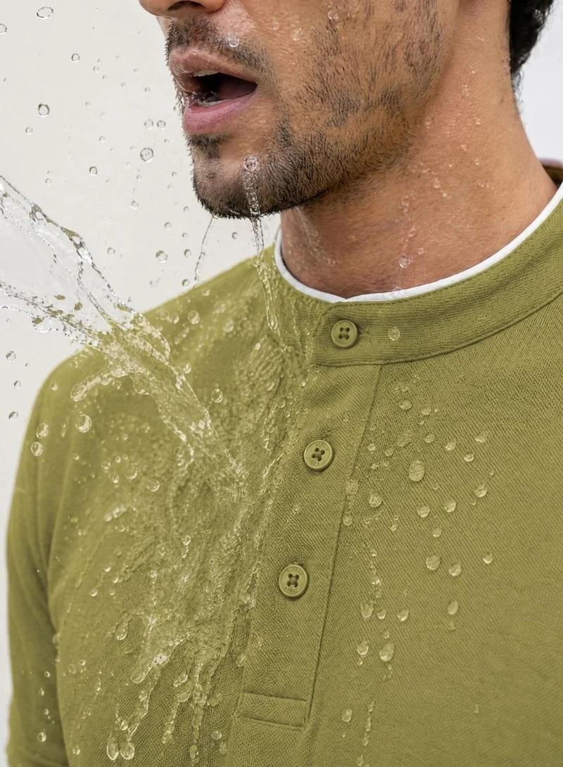 Dennis Lingo  Men Green Cotton Blend Solid Regular T-Shirt for Men | Best Price UAE