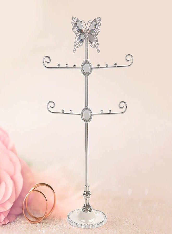 LASODY Butterfly Jewelry Display Necklace Earring Organizer Holder Stand Bracelet Rings Rack Tower Decoration Tabletop Countertop for Women Girl Mother's Day Gifts - Image 4