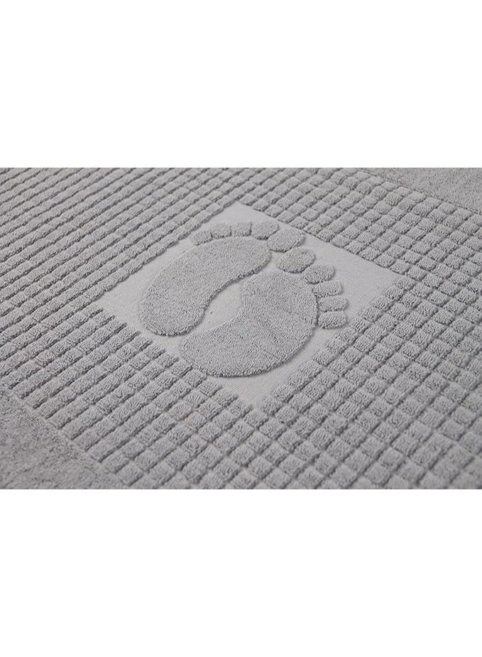 Relax Bath Mat Made from 100% Premium Cotton – Ultra Soft & Highly Absorbent, Fast Quick-Dry Performance, Elegant Woven Design, Grey Color, Large Size 51 × 93 cm, Durable & Comfortable for Daily Bathroom - Image 2
