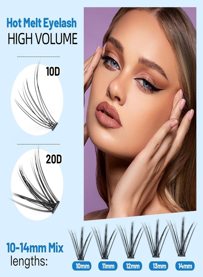 Bodermincer Lash Extension 240pcs C Curl 10D/20D Cluster 8/9/10/11/12mm,10/11/12/13/14mm,12/13/14/15/16mm Mixed Individual Cluster Lashes (10D+20D 10/11/12/13/14mm and Under Eyelashes) - Image 4