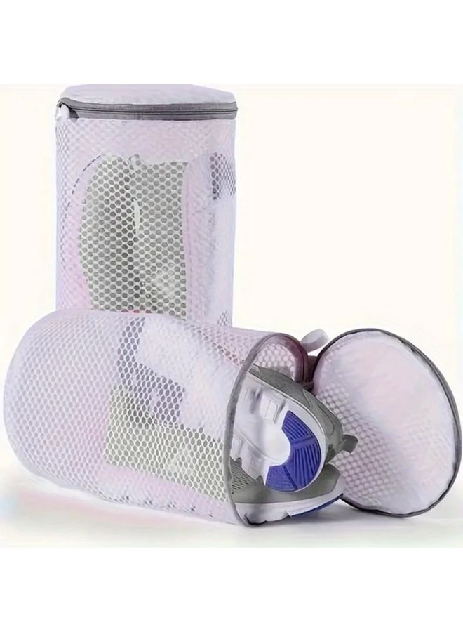 White Mesh Washing Bag 360 Protection Zipper Closure Heavy Duty Polyester Laundry Bag - Image 1