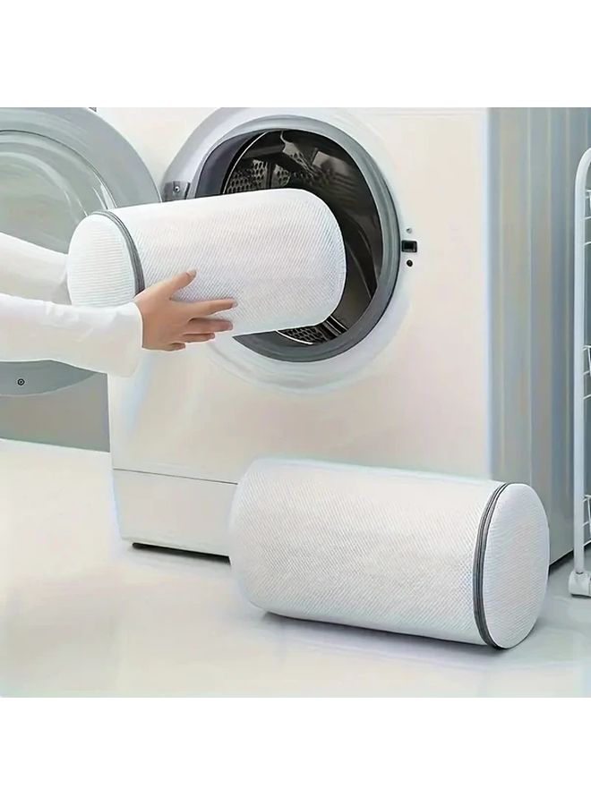 White Mesh Washing Bag 360 Protection Zipper Closure Heavy Duty Polyester Laundry Bag - Image 2