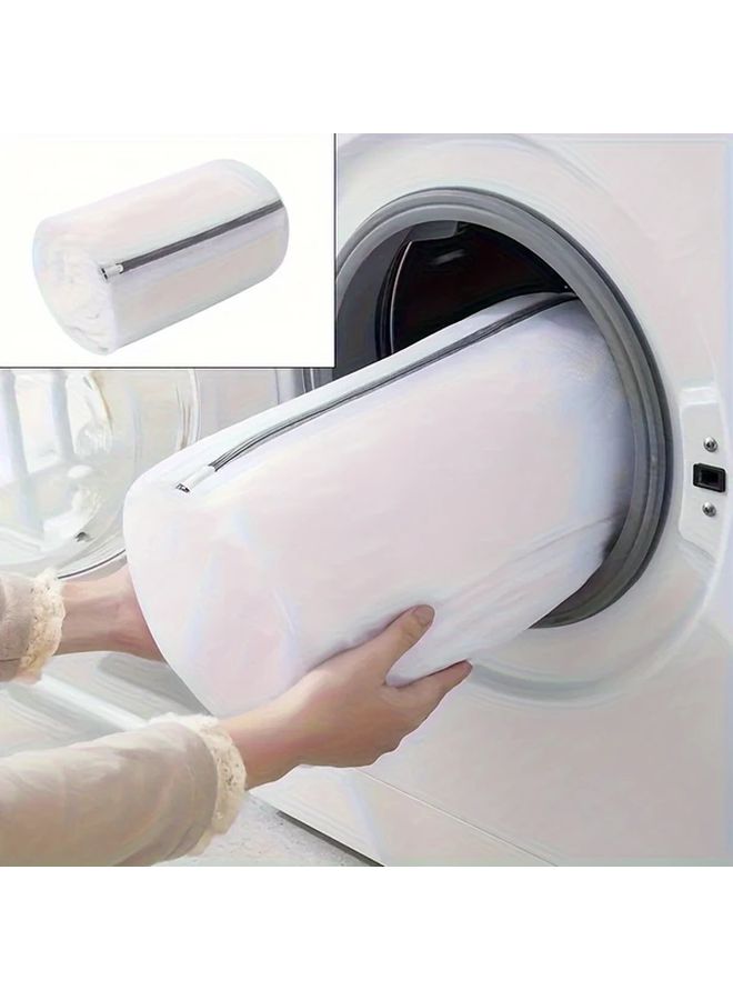 White Mesh Washing Bag 360 Protection Zipper Closure Heavy Duty Polyester Laundry Bag - Image 4
