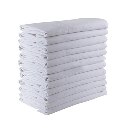 DG Collections Flour Sack Cloth Napkins - Set of 16, 100% Cotton Reusable Dinner, Luncheon & Cocktail Napkins - White, 12x12 Inch - Image 1