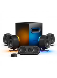 SteelSeries Arena 9 Illuminated 5.1 Desktop Gaming Speakers 5.1 USB Surround Sound Wireless Rear Speakers 2-Way Speaker Design Subwoofer RGB Light, Bluetooth PC, PlayStation, Mobile, Mac