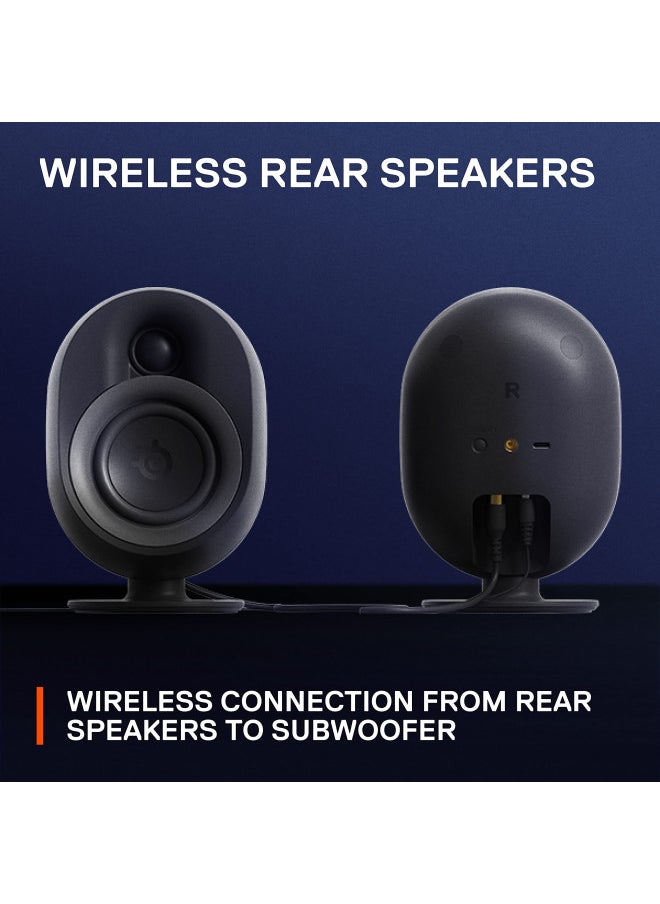 steelseries - SteelSeries Arena 9 Illuminated 5.1 Desktop Gaming Speakers 5.1 USB Surround Sound Wireless Rear Speakers 2-Way Speaker Design Subwoofer RGB Light, Bluetooth PC, PlayStation, Mobile, Mac - Image 1