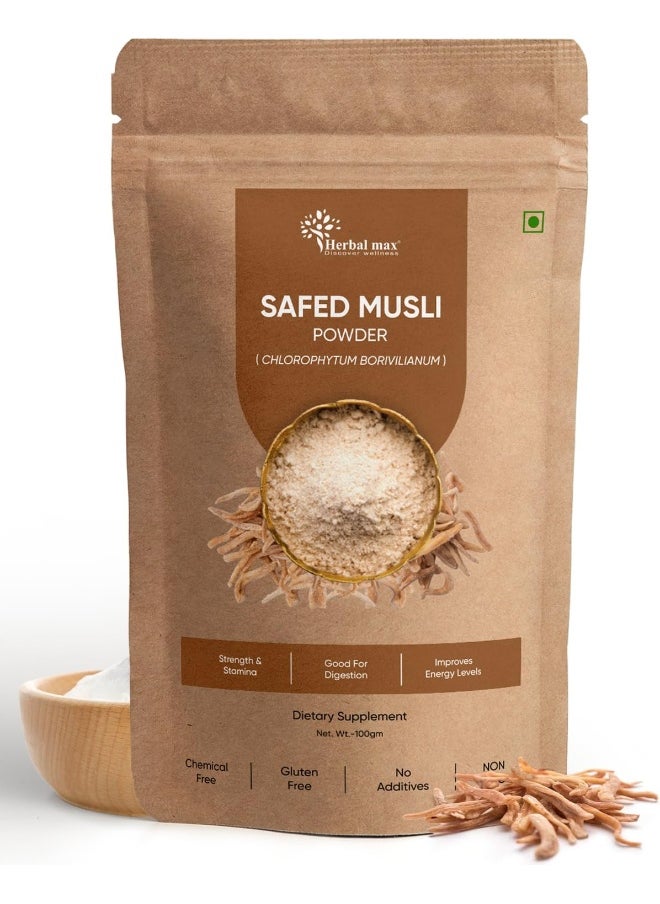Herbal Max Safed Musli Powder 100Gms White Musli Powder  - Image 1