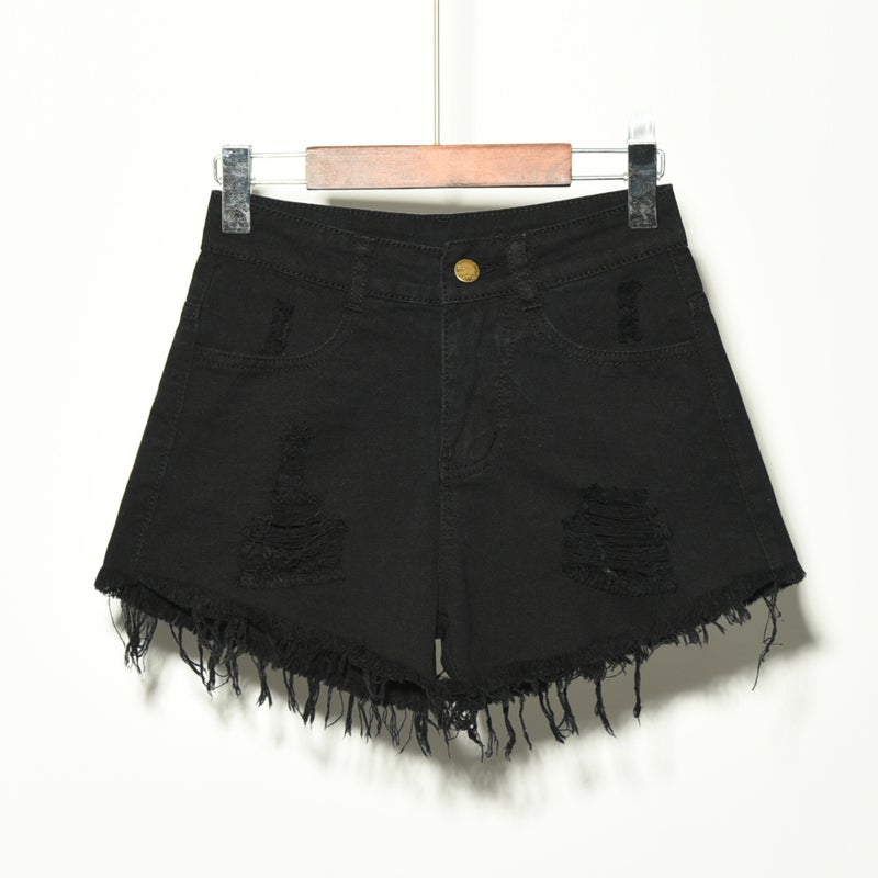 Factory 2023 Summer Korean Women'S Chubby Girl Denim Shorts With Holes Stretch Plus Size Ladies Denim Shorts - Image 5