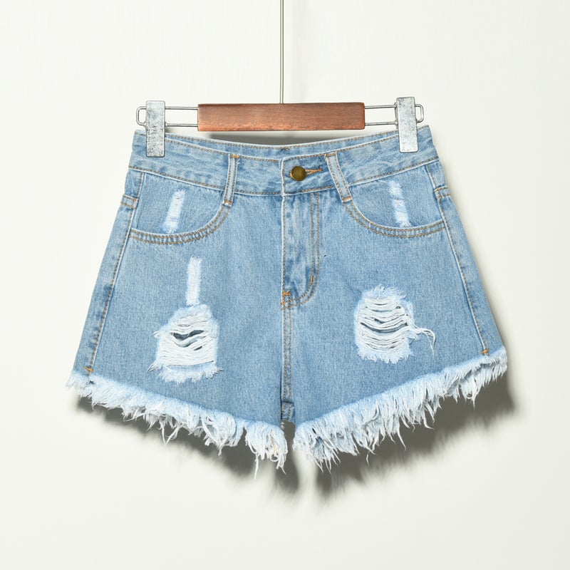 Factory 2023 Summer Korean Women'S Chubby Girl Denim Shorts With Holes Stretch Plus Size Ladies Denim Shorts - Image 4