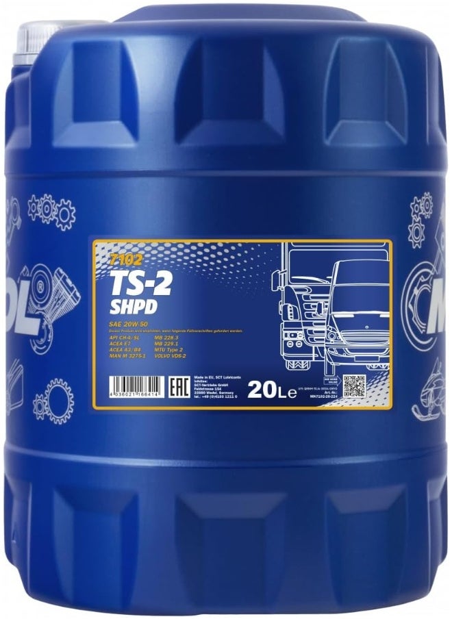 HTE Mannol 7102 Diesel Engine Oil Ts2 Shpd 20W50 (20 Ltr) 