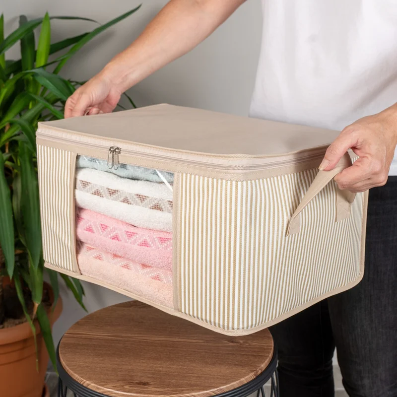 ناكاريف 4 Pieces Small Size Window Line Pattern Printed Wardrobe Under Plinth Under Suitcase Organizer Bag Set 40X30X20 cm
