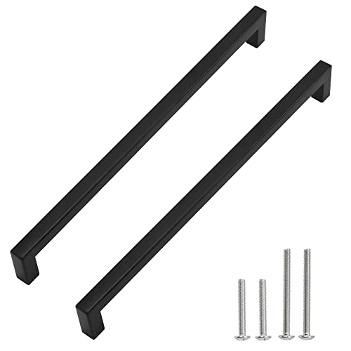 Redunest Cabinet Pulls Matte Black Cabinet Handles Square Drawer Pulls 20 Pack 1235 Inch Stainless Steel Kitchen Door Cupboard Cabinet Handles Drawer Hardware Handles 320mm Hole Centers - Image 1