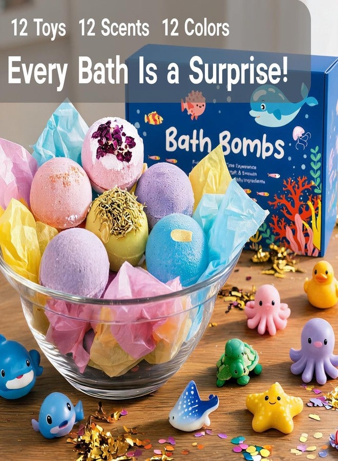 YLXYZUAD 12 Pack Bath Bomb Gift Set - Large 2.1oz / 60g Shea Butter Spa Fizzies with Hidden Surprise Inside - Mineral-Rich Non-Staining Moisturizing Formula for Adults - Image 3