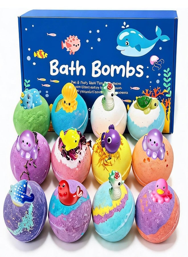 YLXYZUAD 12 Pack Bath Bomb Gift Set - Large 2.1oz / 60g Shea Butter Spa Fizzies with Hidden Surprise Inside - Mineral-Rich Non-Staining Moisturizing Formula for Adults - Image 1