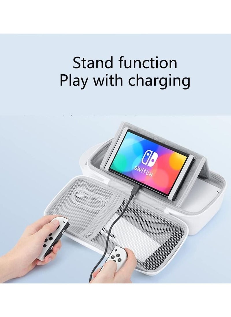 Vermaney - Vermaney Compatible Nintendo Switch Storage Bag Switch Case Game Console Hard Case Large Capacity Portable Built-in Kickstand (Black) - Image 1